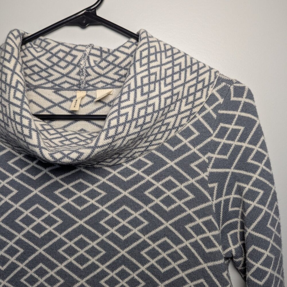 Anthropologie Moth Women's Size XS Galena Sweater Geometric Cowl Neck Bohemian